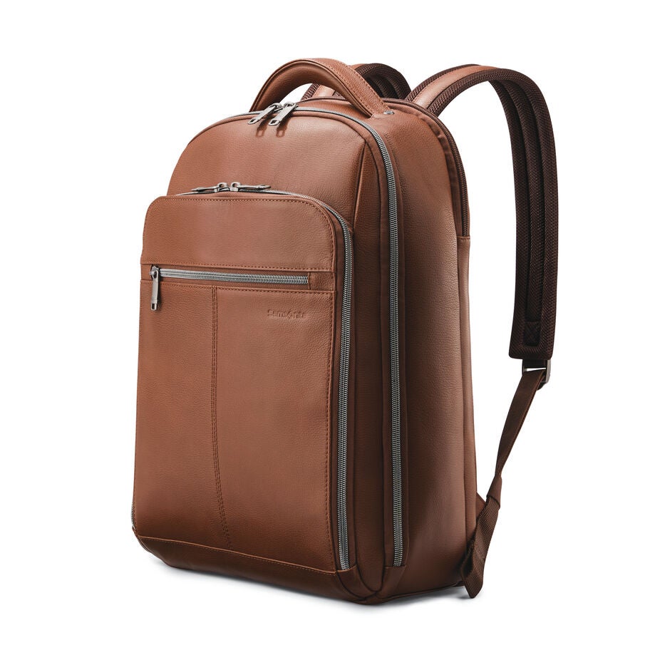 Samsonite Classic Leather Backpack — Cognac