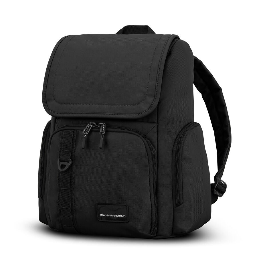 High Sierra Lineage Flap Backpack — Black