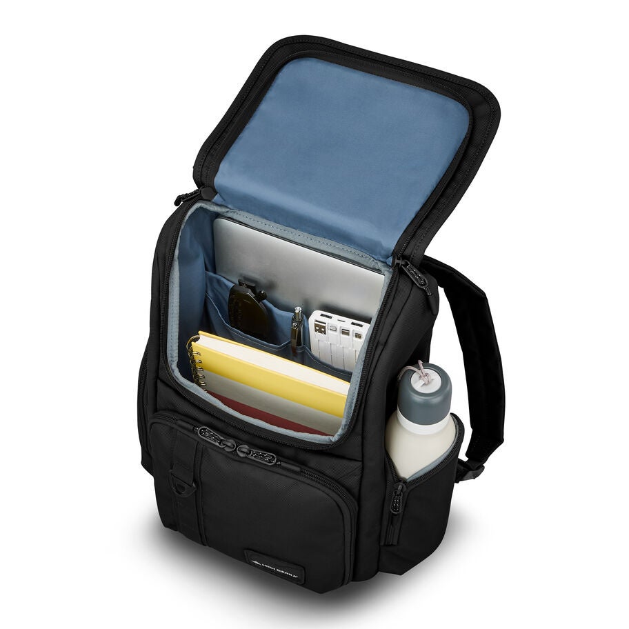 High Sierra Lineage Flap Backpack — Black