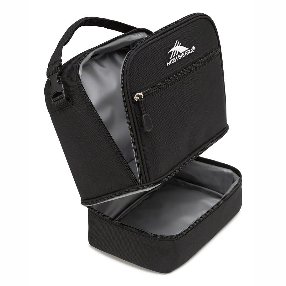 High Sierra Lunch Bags Stacked Compartment Lunch Kit — Black
